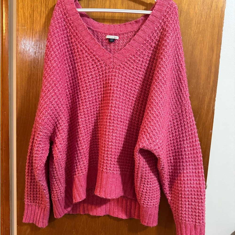 American Eagle Outfitters Pink V-Neck Sweater